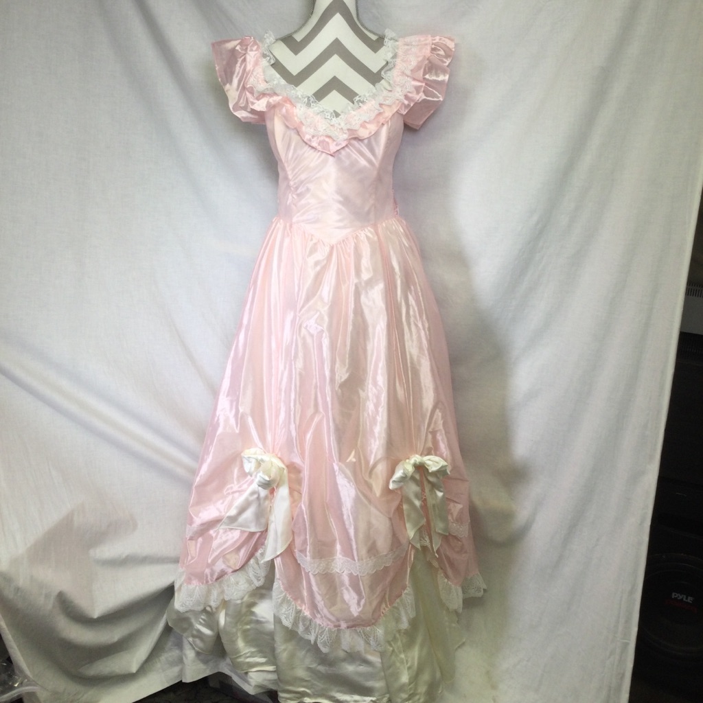 Gunne Sax By Jessica Mcclintock Vtg 80’s Pink Gown W/Lace Details Cottagecore